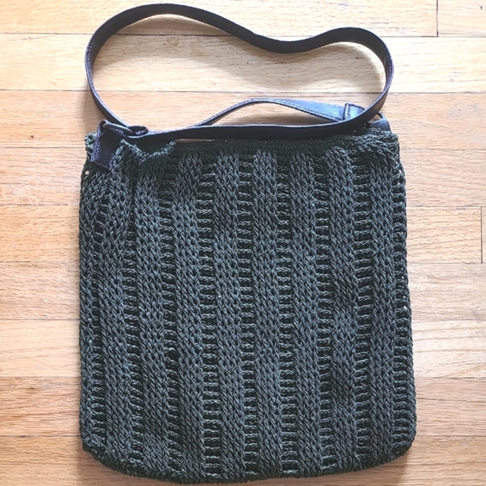 Green Knit Shoulder Bag Crossbody Sak